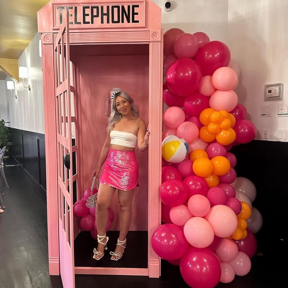 Superdown Pink Sequin Mini Skirt Night Out - Picture 2 of 3